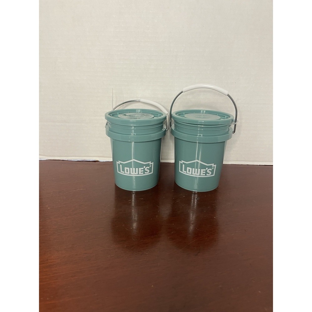 Lowe's Teal 0.42 Qt Mini Bucket w/ Lid Collectible NEW MINI TINY BUCKET Lot Of 2